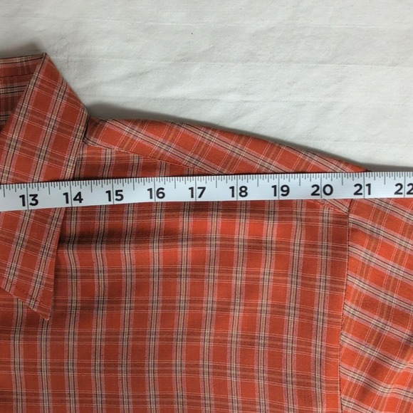 HABAND Men's Button Up Shirt Red Tartan Plaid Long Sleeve Western Classic Large - Picture 5 of 11